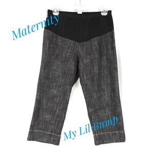 MY LIL BUMP Charcoal Denim Maternity Jeans Pedal Pusher Capris Size L Motherhood